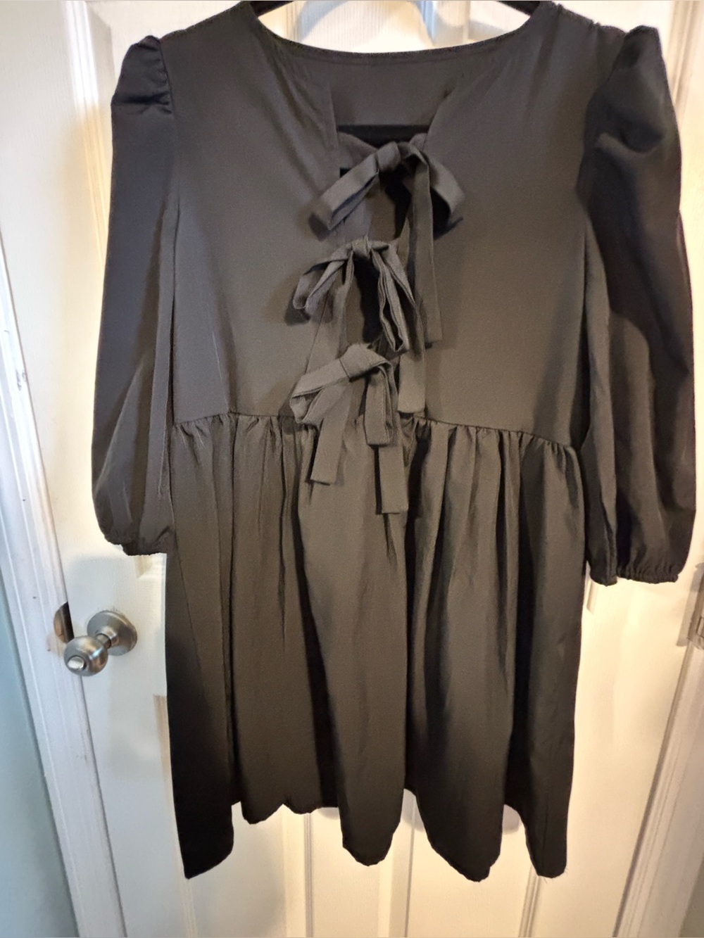 😍SHEIN Black Mini Dress with Front Tie SZ 4/Small